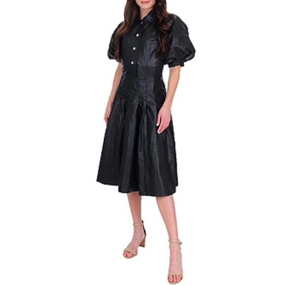 Juicy Couture Dresses & Skirts - Juicy Couture Leather Puff Sleeve Shirt Dress